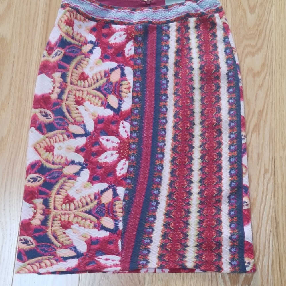 Anthropologie colorful boho pencil skirt stretchy fabric